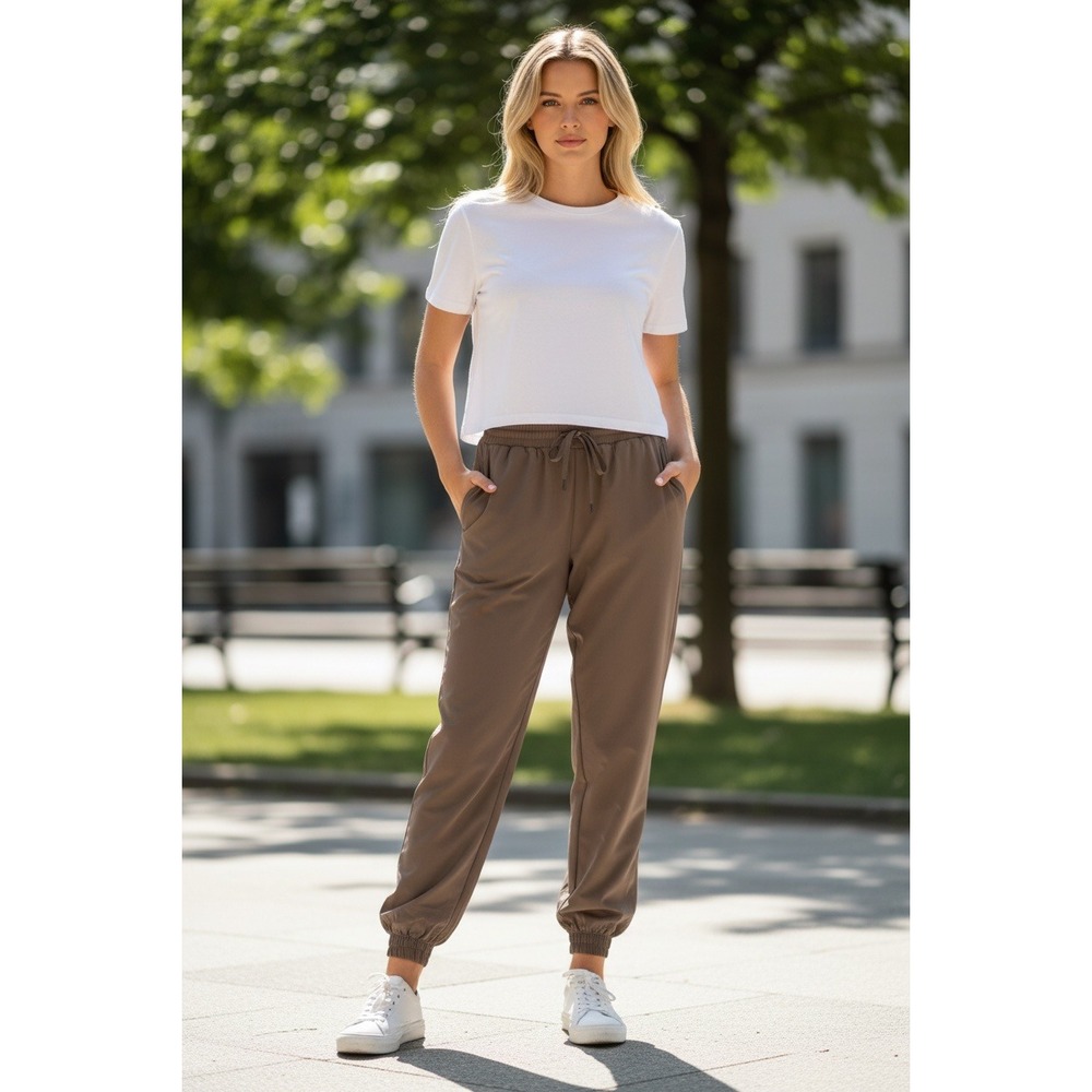 Cynthia Rowley Joggers Women‎ 8 Mineral Brown Drawstring Waist Tapered Pants
